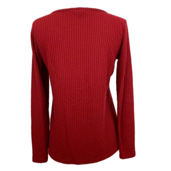 ROCK & REPUBLIC Top Ribbed Brushed Knit Long Sleeve Red Size Small Large - Picture 4 of 6